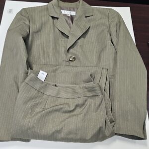 Suit Studio Khaki Pinstripe Straight Leg Ensemble